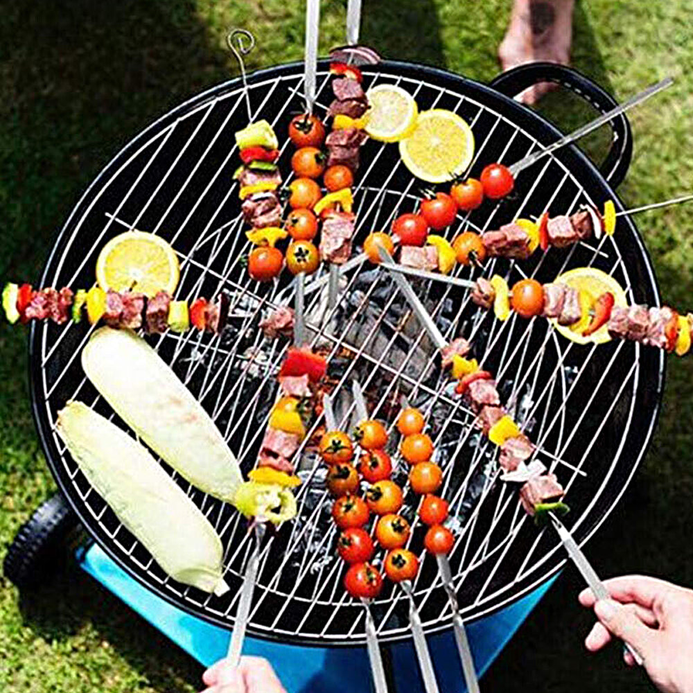 100Pcs 30cm Flat Long Stainless Steel Skewers for Grilling