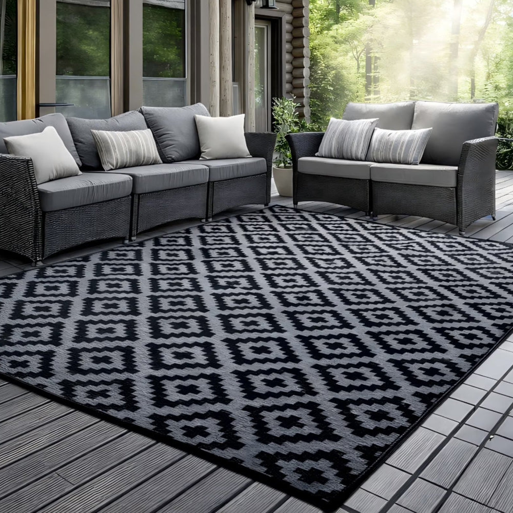 Outdoor Picnic Mat Camping Waterproof Reversible Rug for Beach Tent-Grey