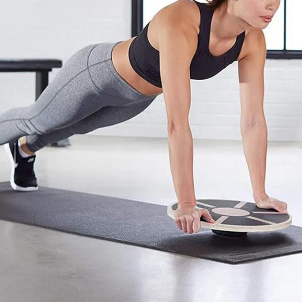 39.5cm Non-Slip Wooden Wobble Balance Board for Exercise Training