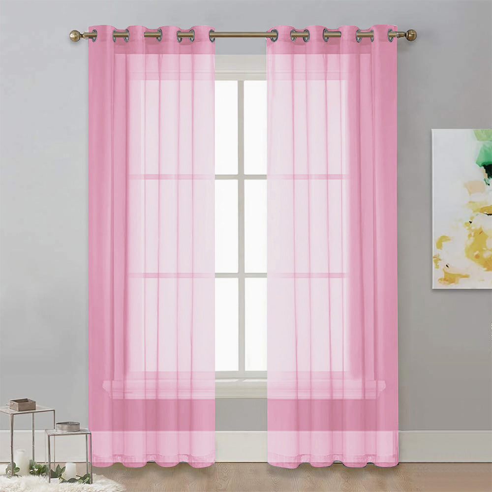2Pcs 210x134cm Rod Pocket Sheer Curtain Voile Curtain Window Drape Privacy Draperies for Living Room