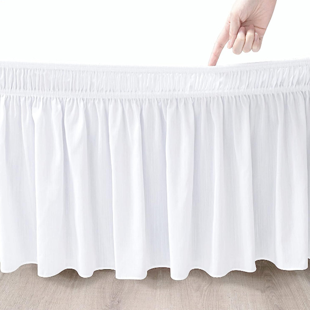 2Pcs Wrap Around Dust Ruffles Bed Skirt with Adjustable Elastic Belt