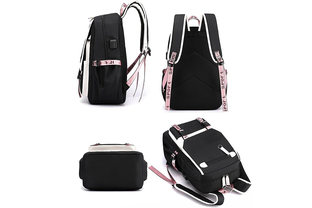 Girls Backpack Middle School Students Bookbag with USB Charge Port