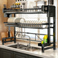 Over The Sink Dish Drying Rack Adjustable Large Capacity Stainless Steel Drainer with Cutlery Utensil Holders