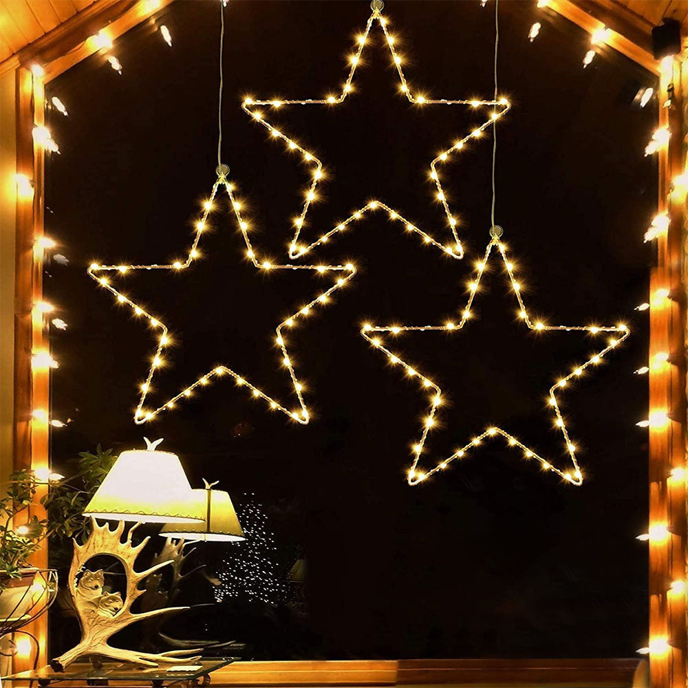 3Pcs 30CM Christmas LED Star Decoration Lights Battery Operated Christmas Decoration
