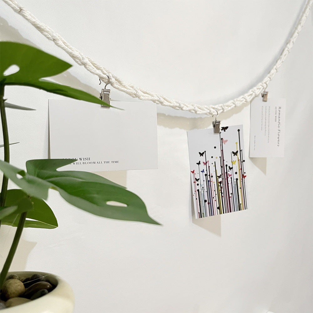 200CM Cotton Rope Hanger with 20 Clips for Photos Plush Toys Festival Cards
