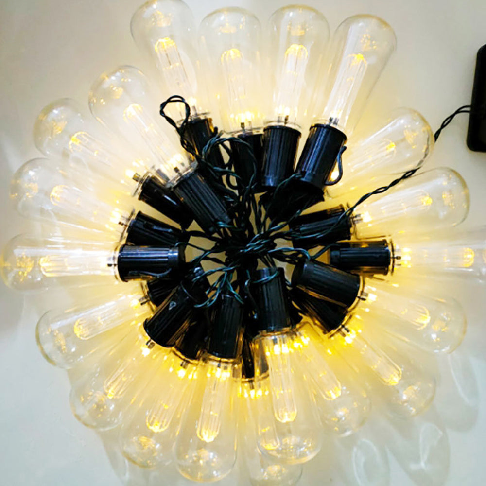 5M Solar Light LED Festoon String Light Outdoor Dimmable Xmas Party Patio Lamp