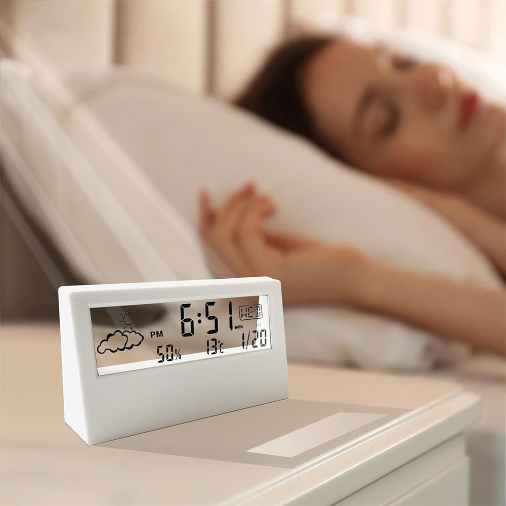 Digital Desktop Clock with Temperature Humidity Display-Transparent
