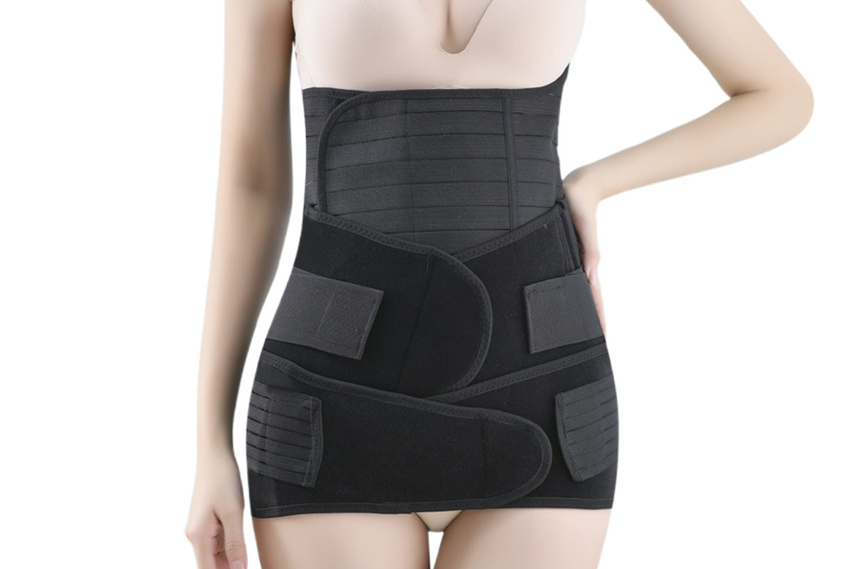 3 in 1 Postpartum Belly Band Waist Shapewear Recovery Girdle After Birth Support-Black