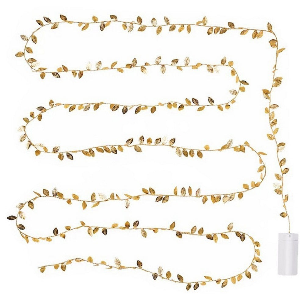 2M 20LEDs Golden Leaves String Lights for Home Xmas Wedding Decor