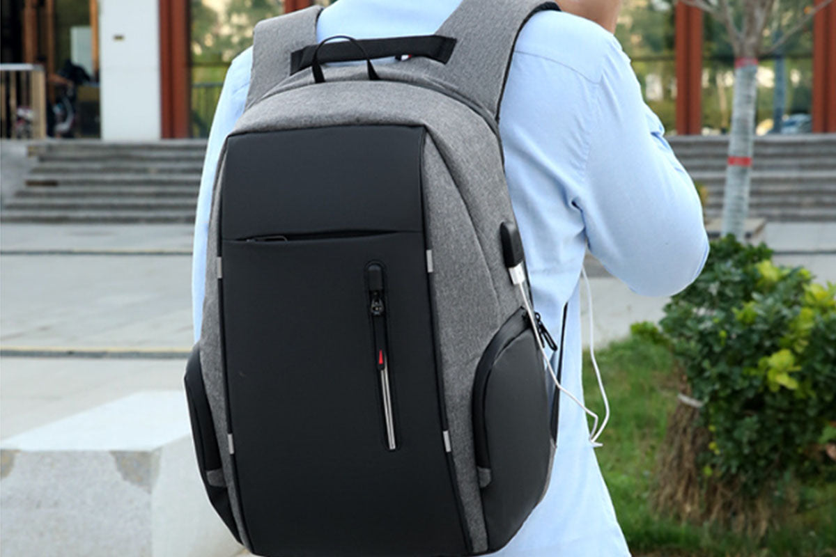 Reflective Laptop Backpack with USB Charging Port Anti-thief Travel Business Backpack