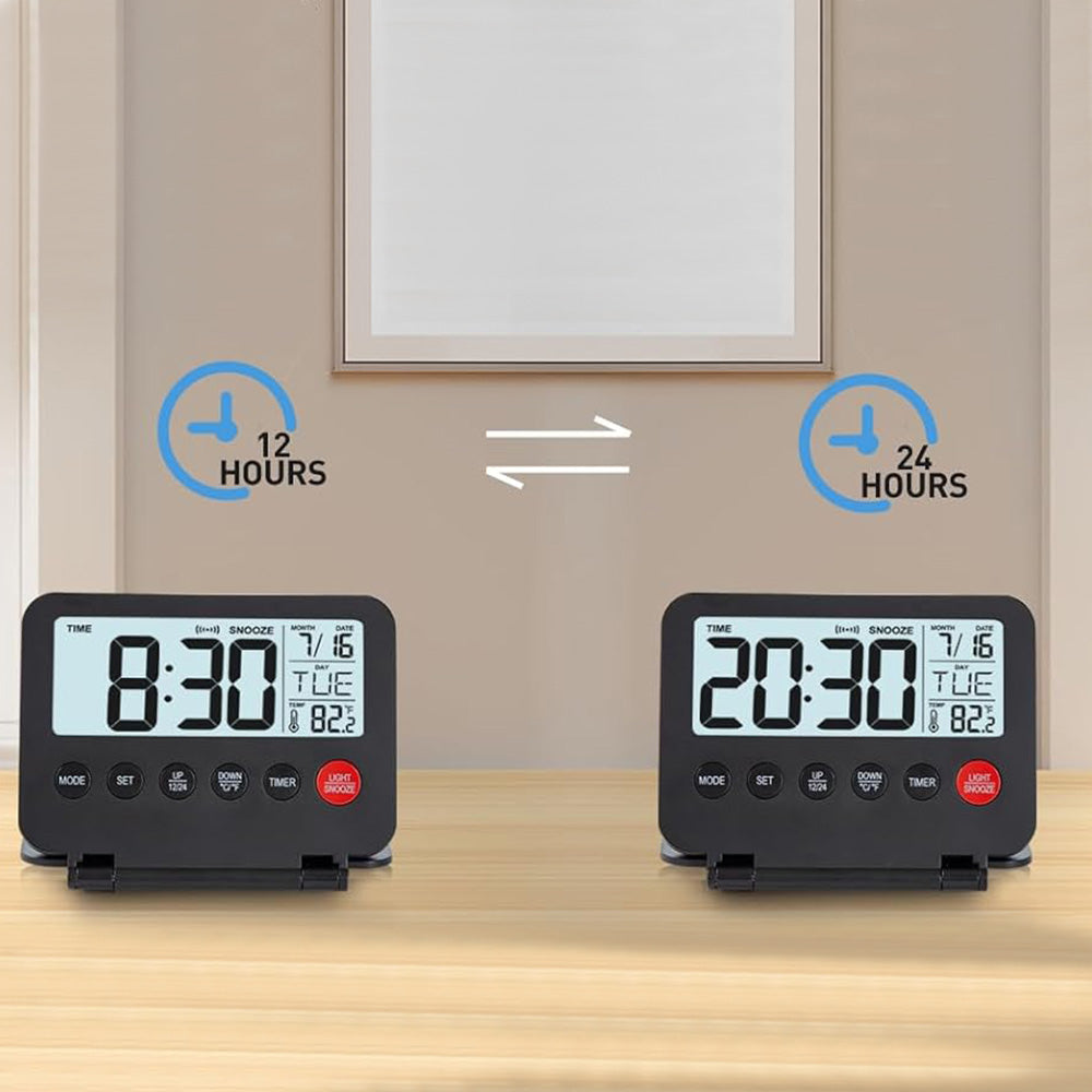 LED Digital Alarm Clock Large Display Desk Clock Foldable
