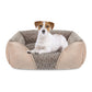 Soft Plush Pet Bed with Raised Sides Calming Nest-Camel