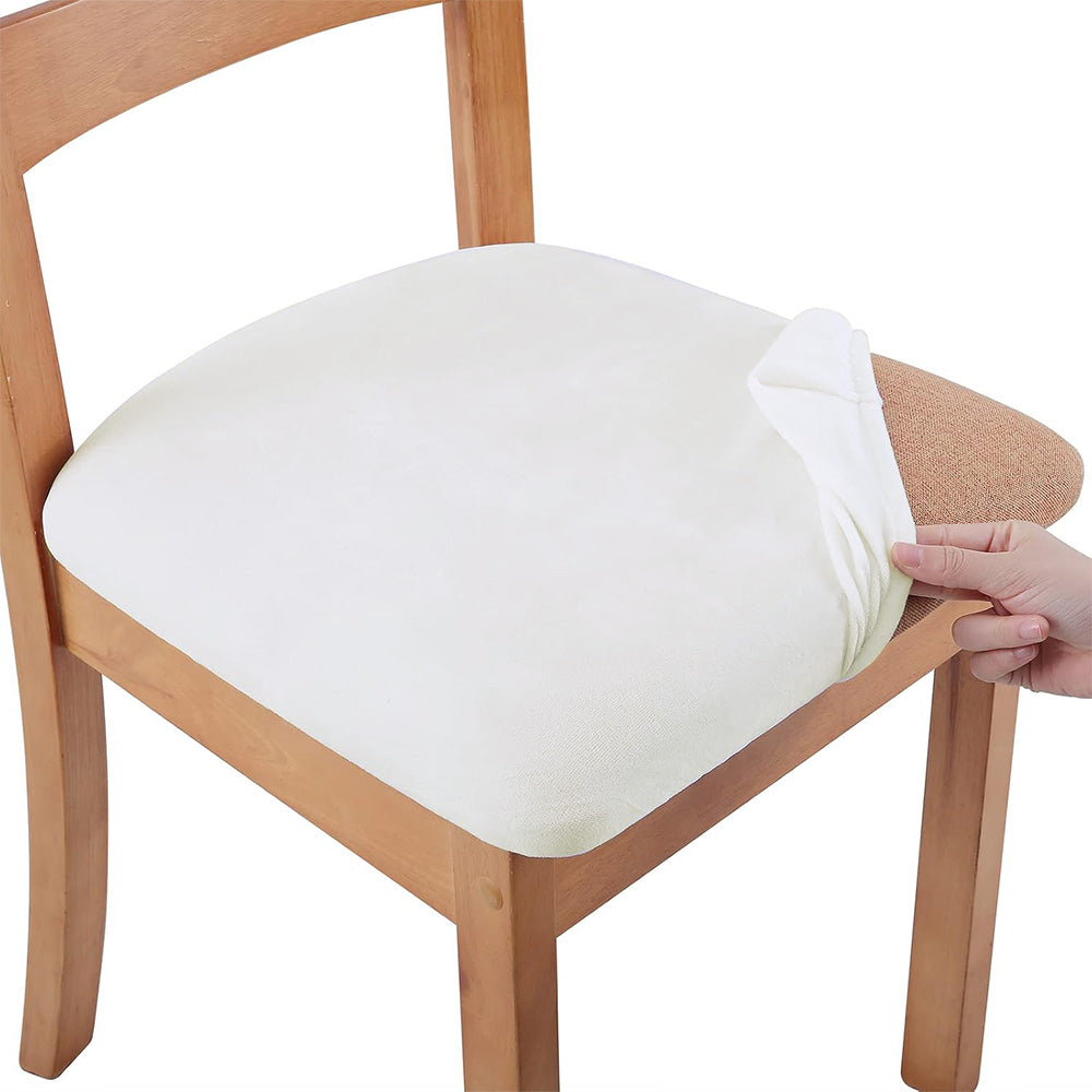 4 Piece Stretch Removable Dining Chair Seat Cushion Slipcovers for Decor