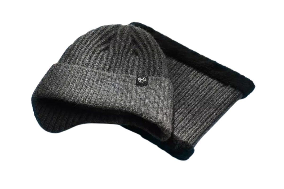 Men's Fleece Lined Knit Beanie Scarf Set Ear Warmer Winter Accessory