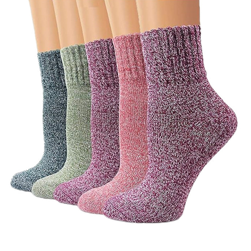 5 Pack Winter Warm Knit Socks Thick Soft Multicolor Free Size for Men and Women