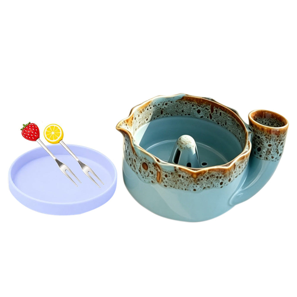 Self-Spinning Ceramic Berry Washing Bowl Set with Drain Holes and 2 Fruit Forks for Cleaning Berries