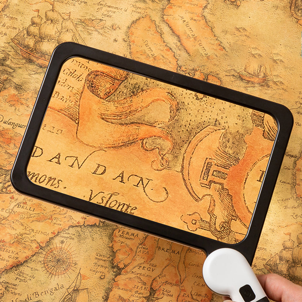 5X Magnification Folding Handheld Reading Rectangle Magnifier with Light