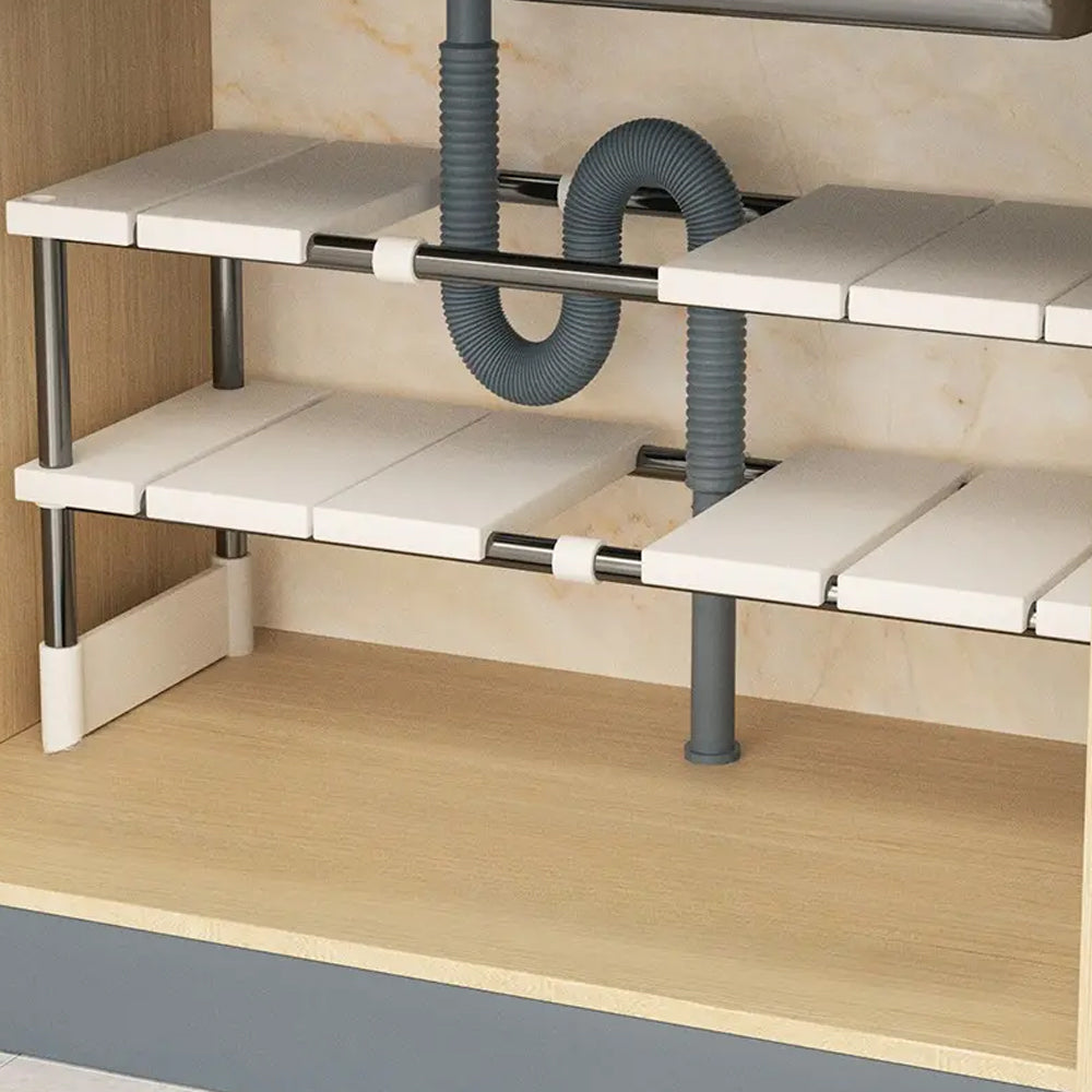 Detachable and Adjustable Under Sink Organizer-Double Tires