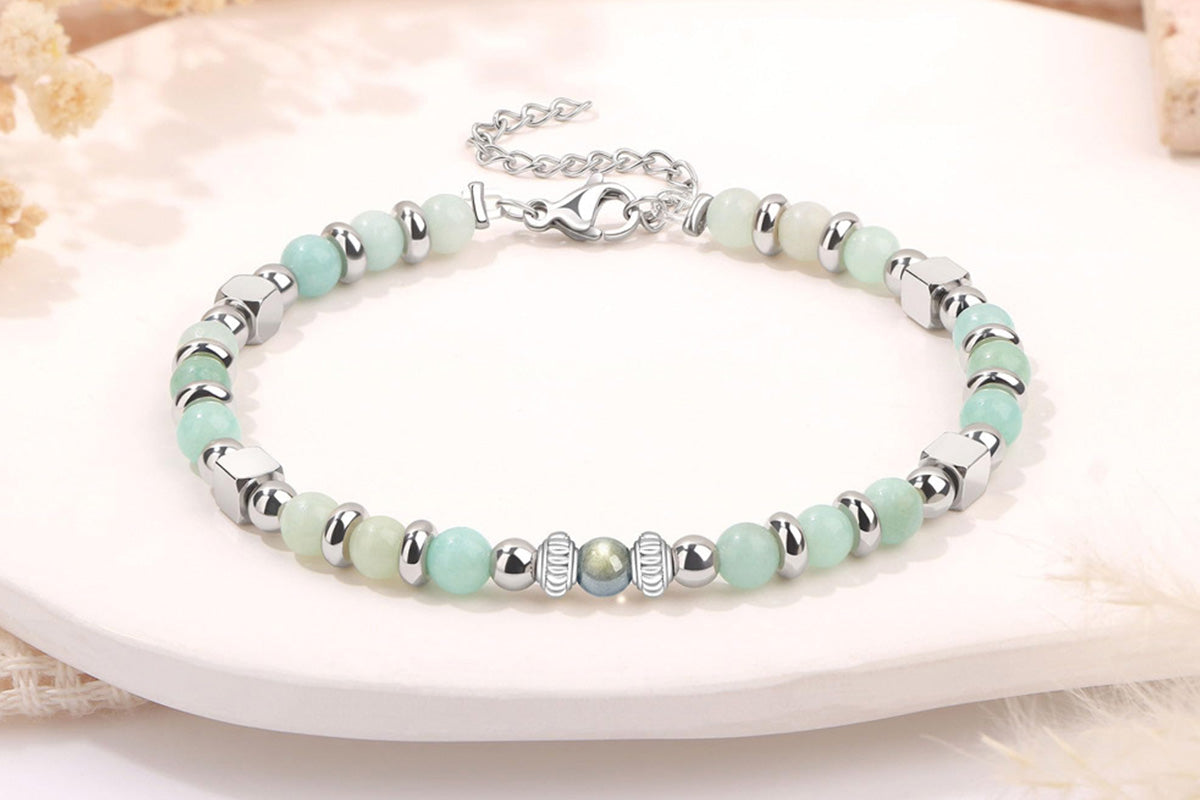 Gift for Women Moonstone Bracelet Amazonite Jasper Stainless Steel Bracelet