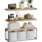 3 Piece Engineered Wood Wall Shelves with Metal Storage Basket