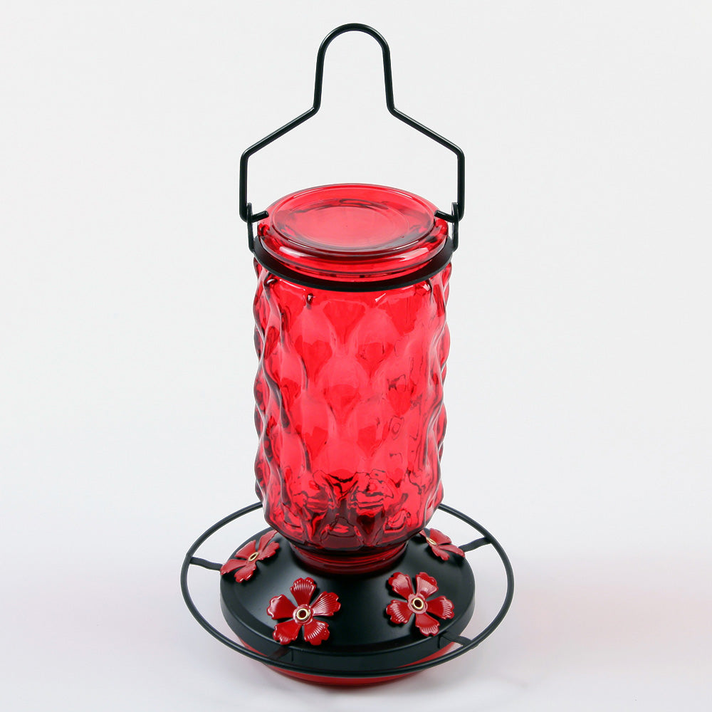Stained Glass Hummingbird Feeder Wide Mouth Garden Decor