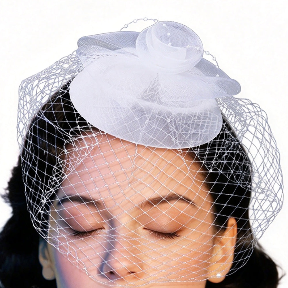 Vintage Mesh Rose Birdcage Veil Bridal Hair Headpiece