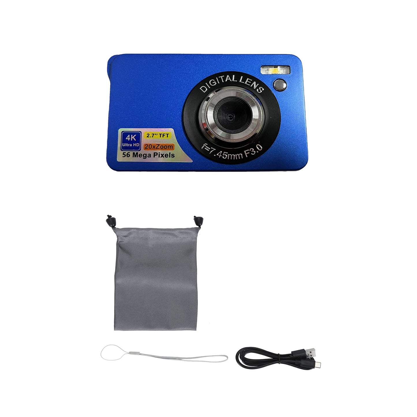 Digital Camera 2.7inch Screen Anti Shake 4k 56MP 20x Zoom Fill Light 750mAh Portable Digital Camera
