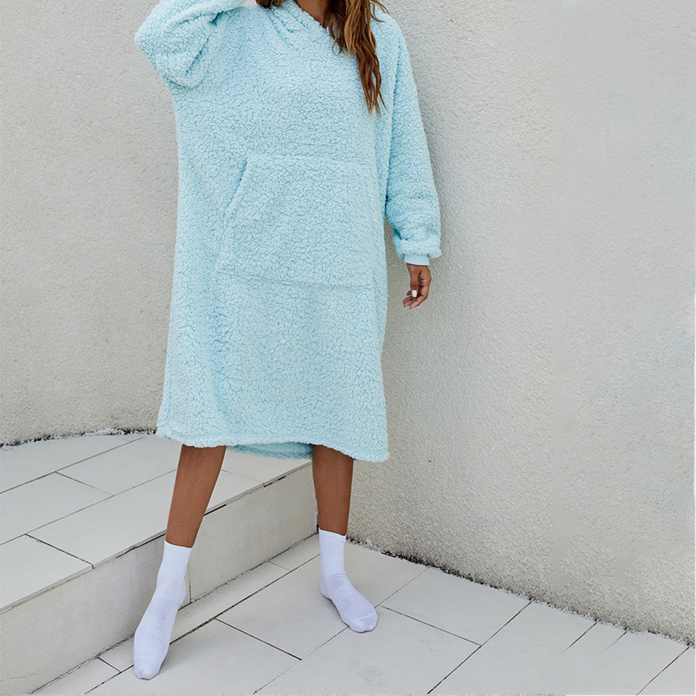 Reversible Faux Shearling Hooded Blanket