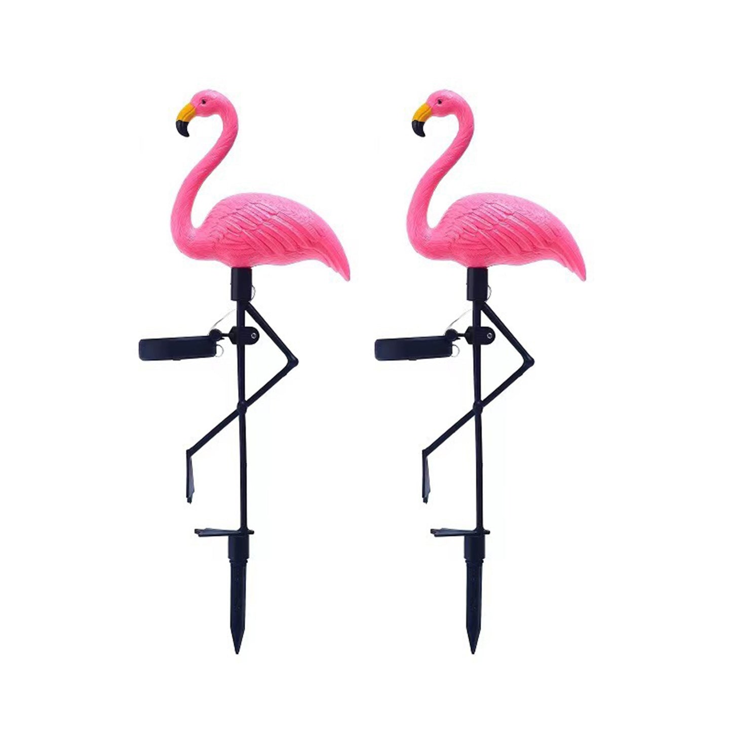 2Pcs Outdoor Lawn Decor Solar Lights Flamingos Garden Decor Lights