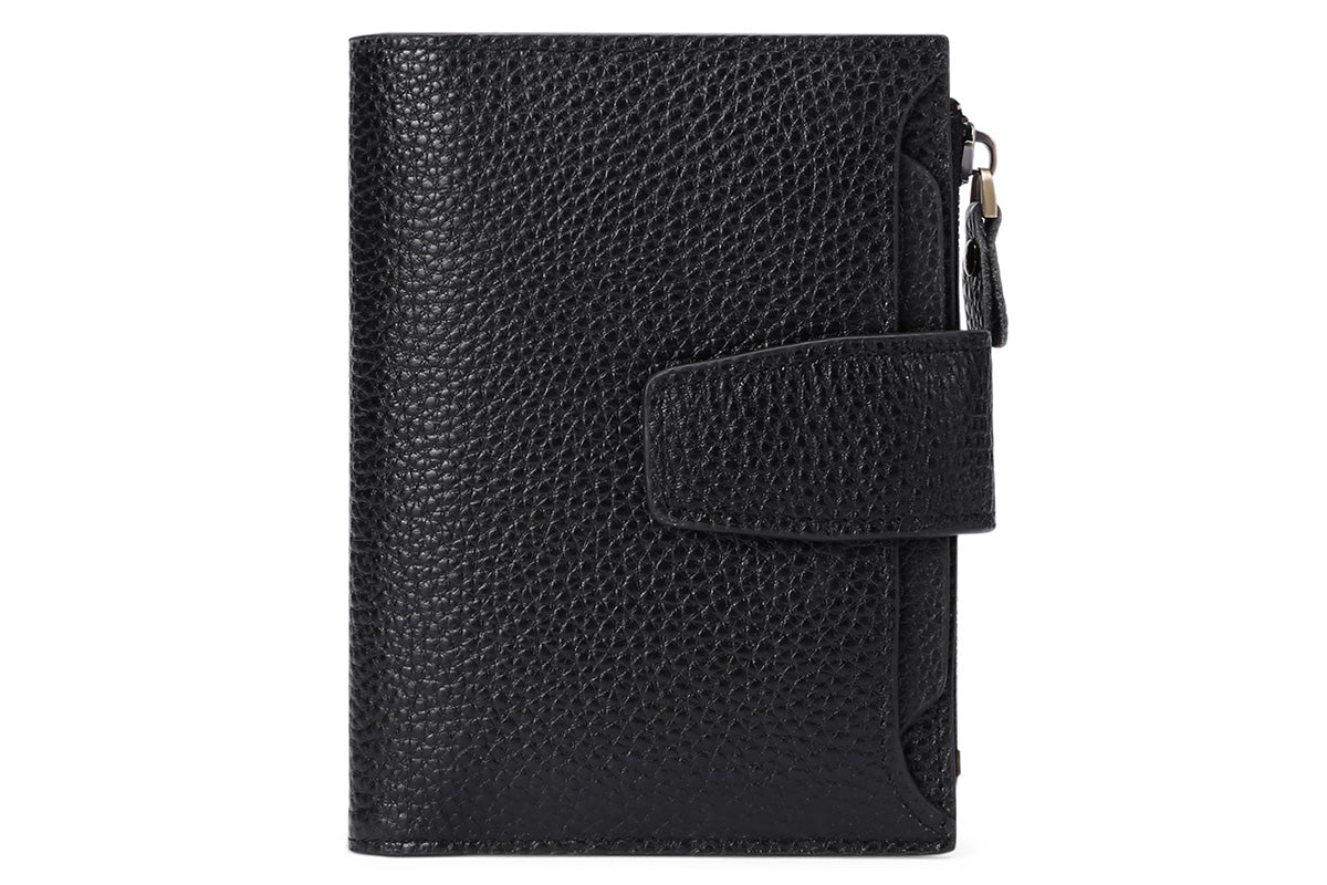 Genuine Leather Women's Wallet Short RFID Blocking Purse with Zipper
