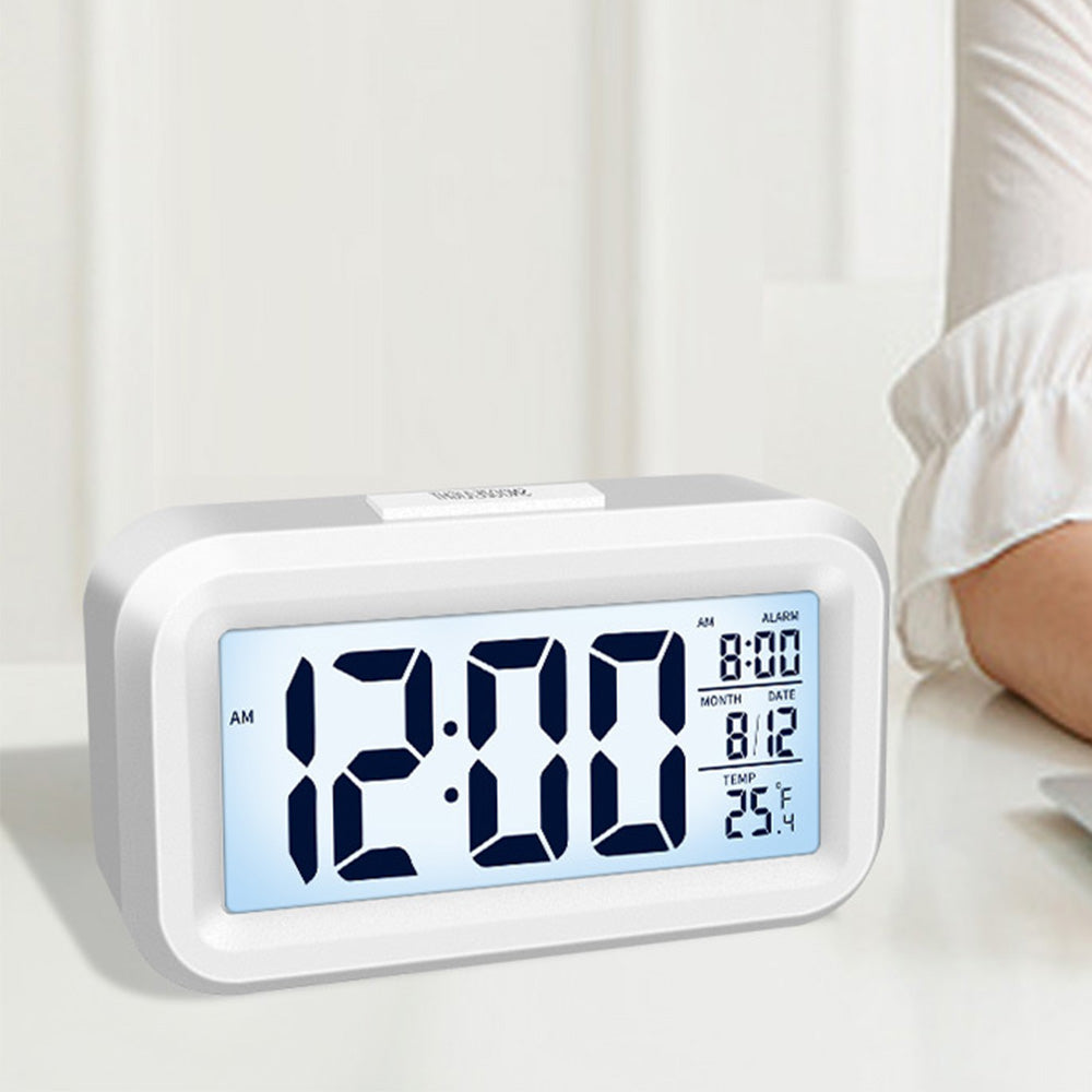 Digital Alarm Clock Battery Operated with Night Light and Indoor Temperature
