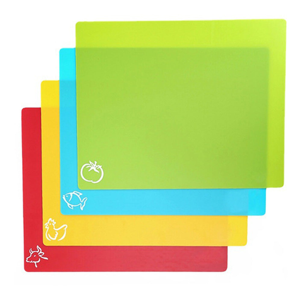 4-Pack Color Coded Cutting Boards Food Grade PP Plastic Chopping Mats (38x30.5cm)