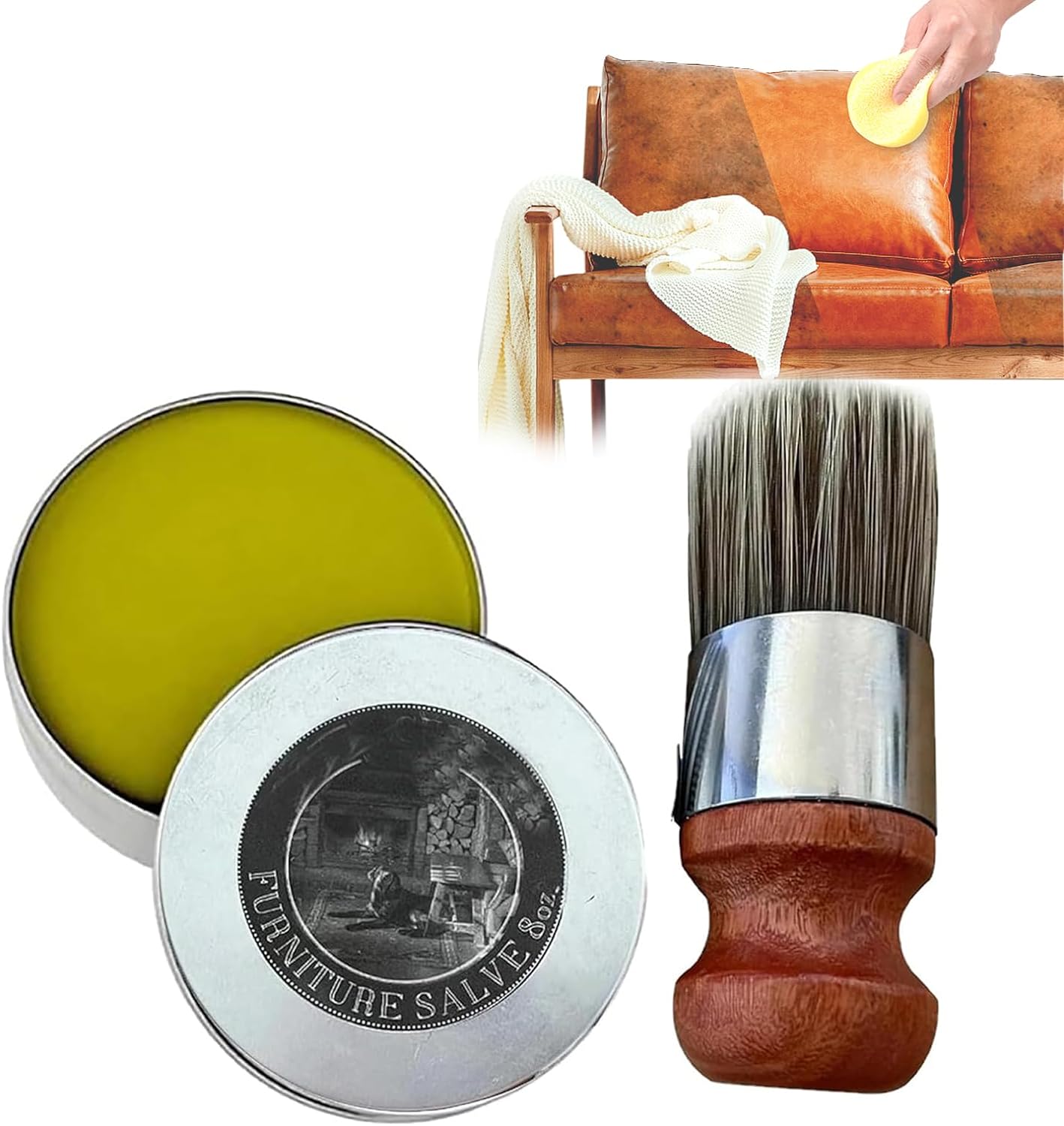 Leather Care Cream Leather Salve for Furniture Repair Tool with Brush