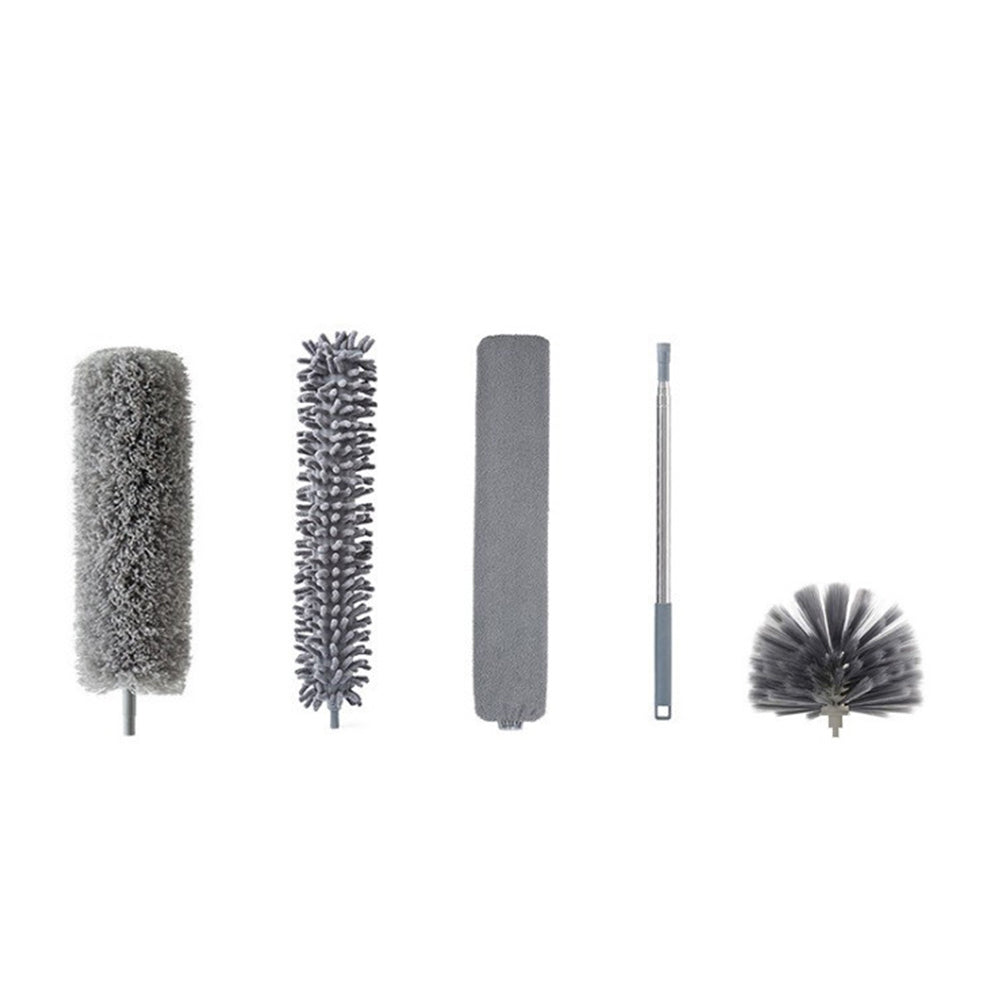 5-in-1 Extendable Duster Cleaning Kit with 2.5m Telescopic Pole and Washable Microfiber Heads