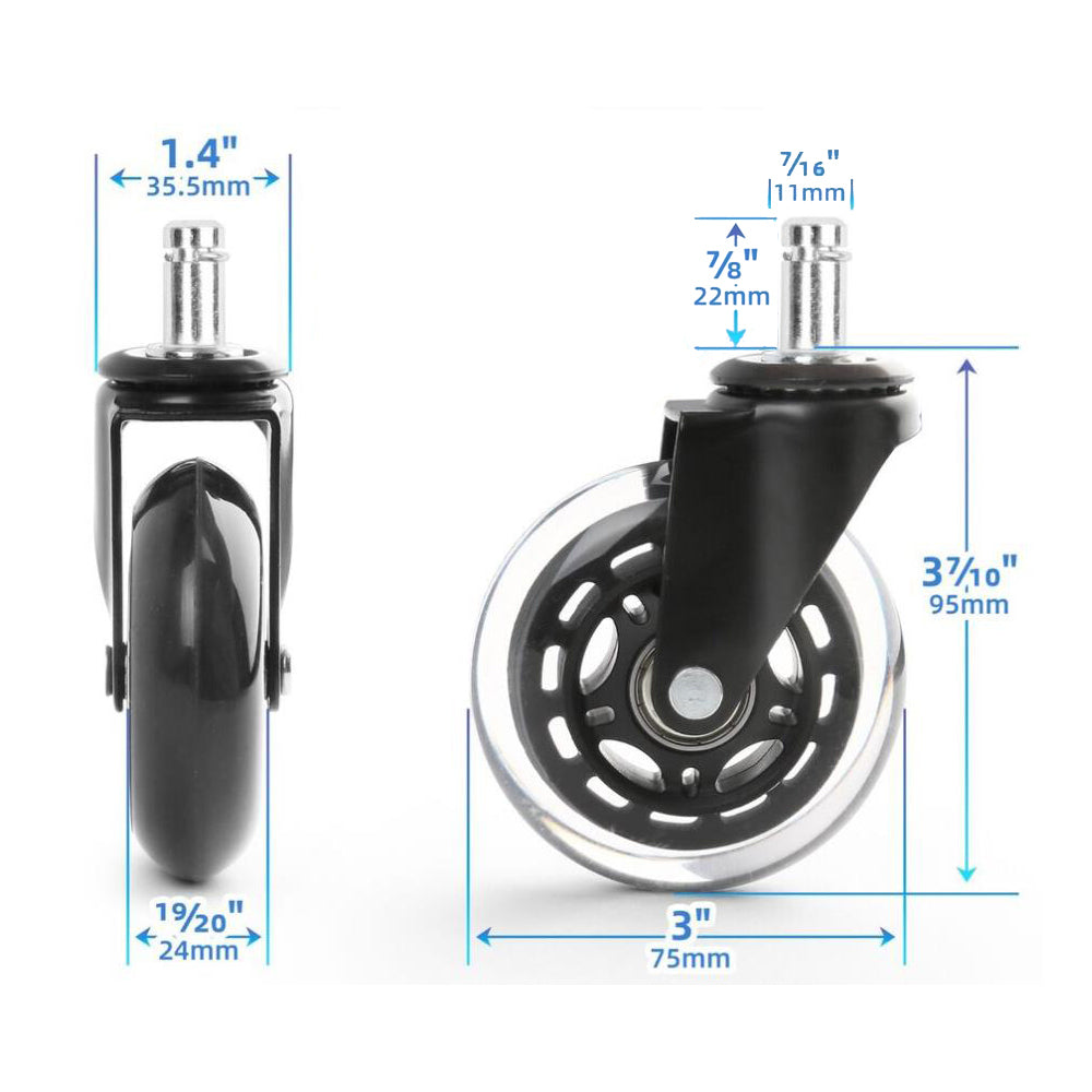 3 Inch Office Chair Caster Replacement Rolling Caster Grip Ring Universal Swivel Wheel
