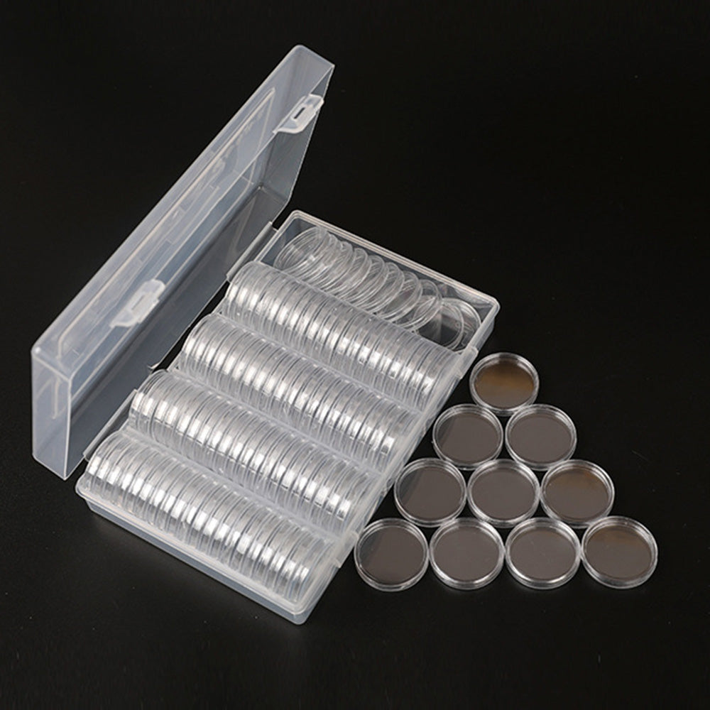100Pcs 30mm Coin Capsules with EVA Foam Inserts for Coin Collection