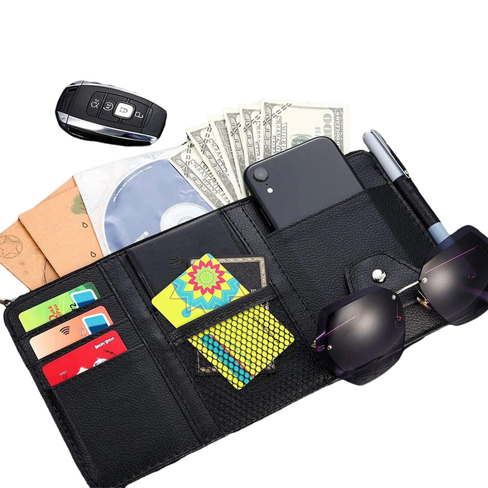 Car Sun Visor Organizer Driver License Sunglasses Holder Pocket