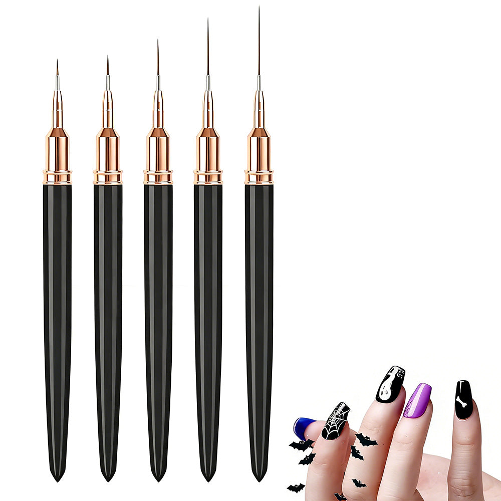 5PCS Nail Art Liner Brushes Set Nail Tools For Long Lines Thin Details Fine Drawing