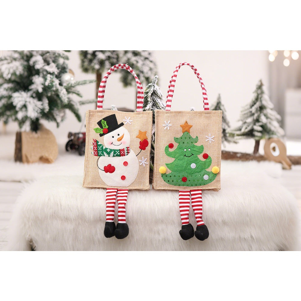 Creative Burlap Christmas-Themed Tote Bag