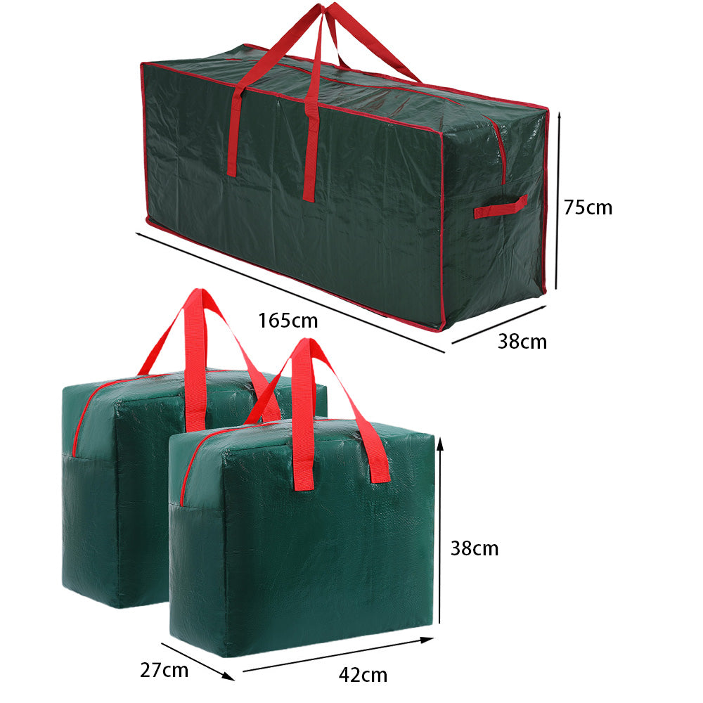 3pcs Large Christmas Tree Storage Bags PE Water-Resistant with Reinforced Handles and Zipper