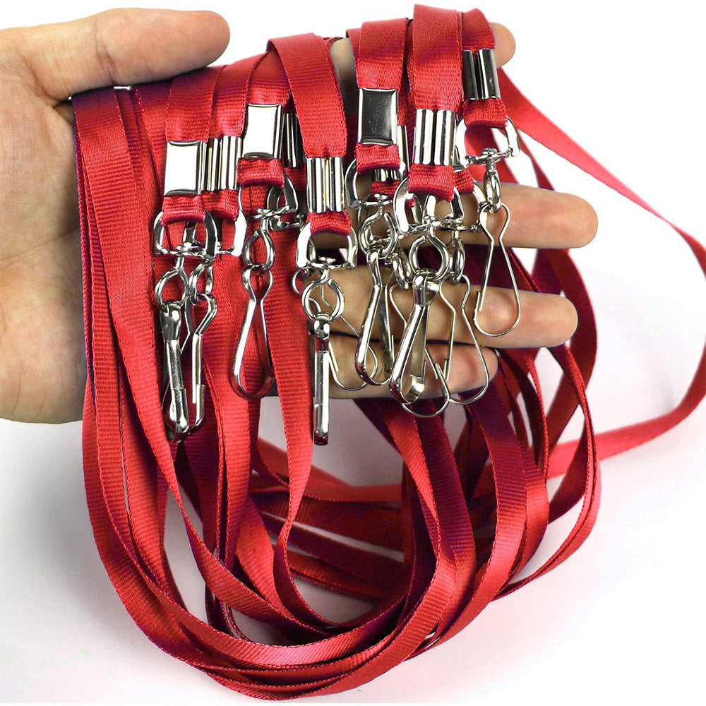 50 Flat Polyester ID Badge Lanyards with 360 Degree Swivel Hooks