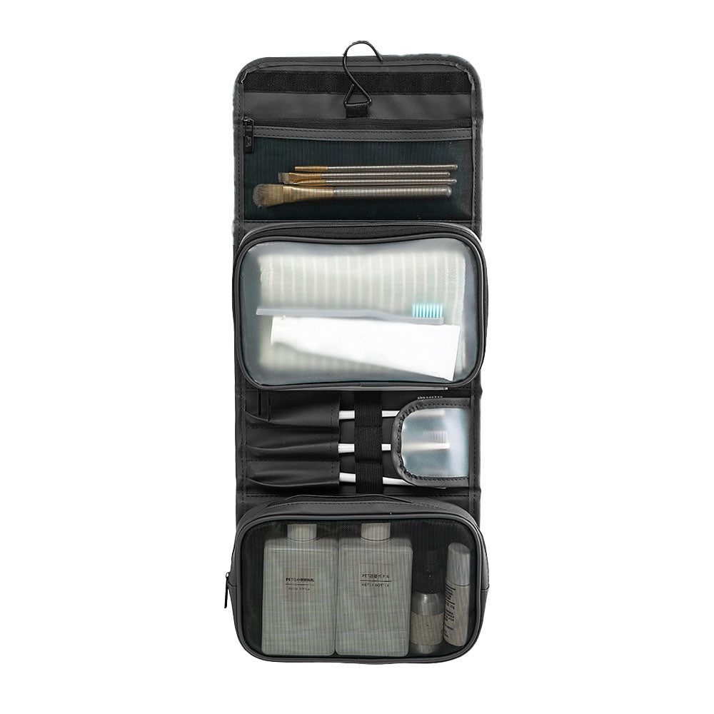 PU Leather Water-resistant Toiletry Bag Travel Bag Hanging Travel Organizer