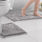 2 Piece Absorbent Bathroom Mat and U Shape Toilet Rug Set