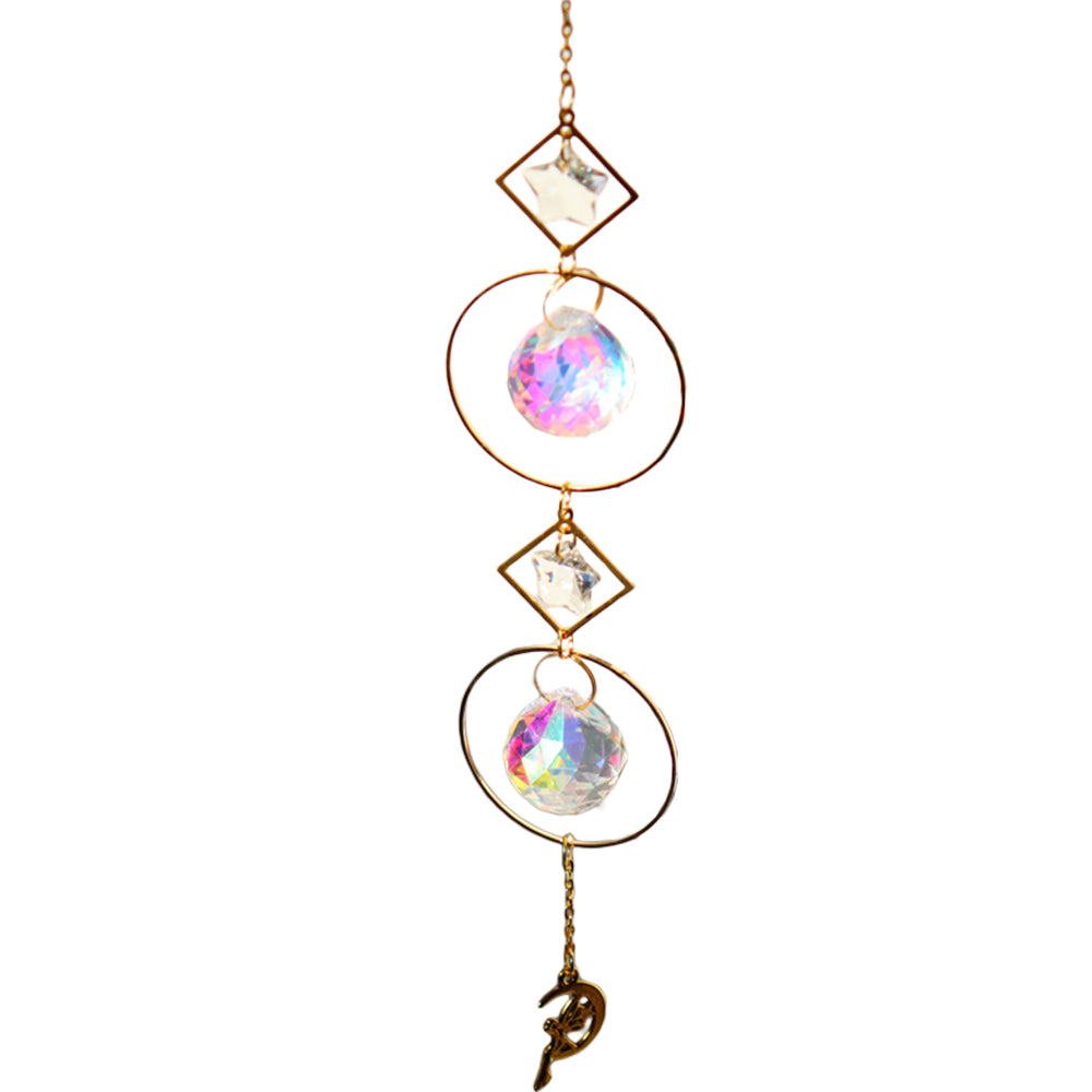 Rhinestone Suncatcher Hanging Sun Catcher Rainbow Prism Window Home Decor -Pink