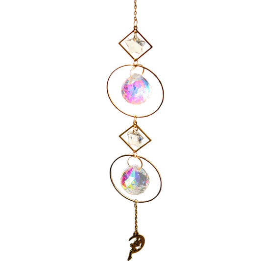 Rhinestone Suncatcher Hanging Sun Catcher Rainbow Prism Window Home Decor -Pink