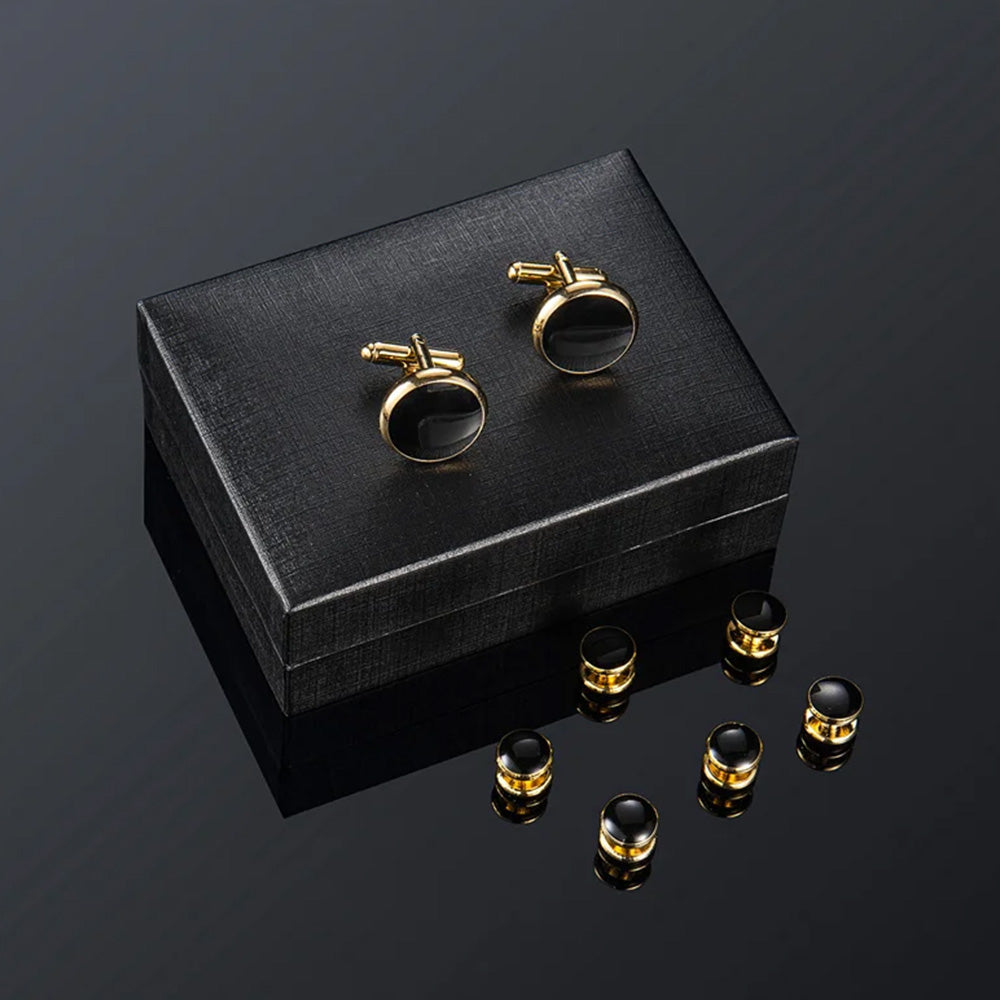 8 Pcs Men Tuxedo Cufflink and Shirt Stud Set for Weddings and Parties