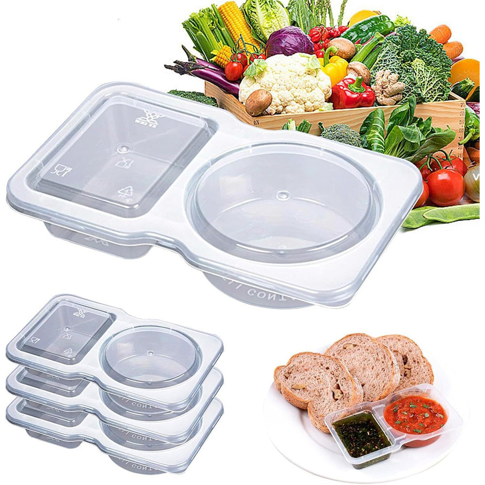 20Pcs Double Compartment Condiment Container Reusable Snack Containers with Lids