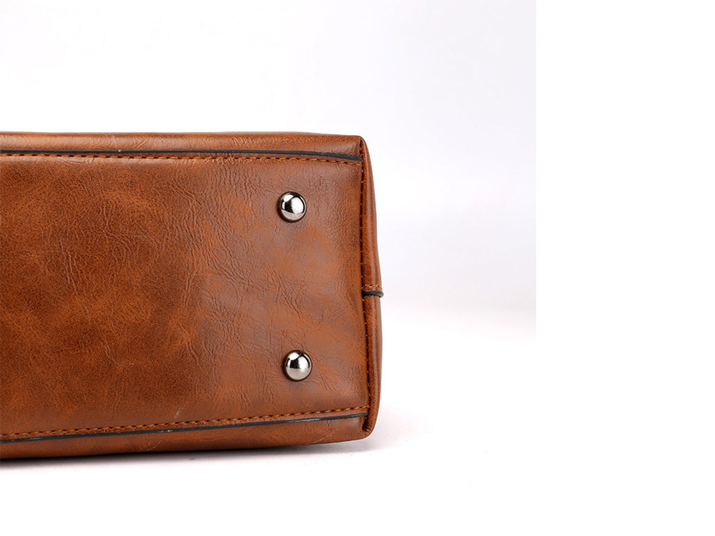 Vintage Leather-Look Tote Handbag Crossbody Briefcase