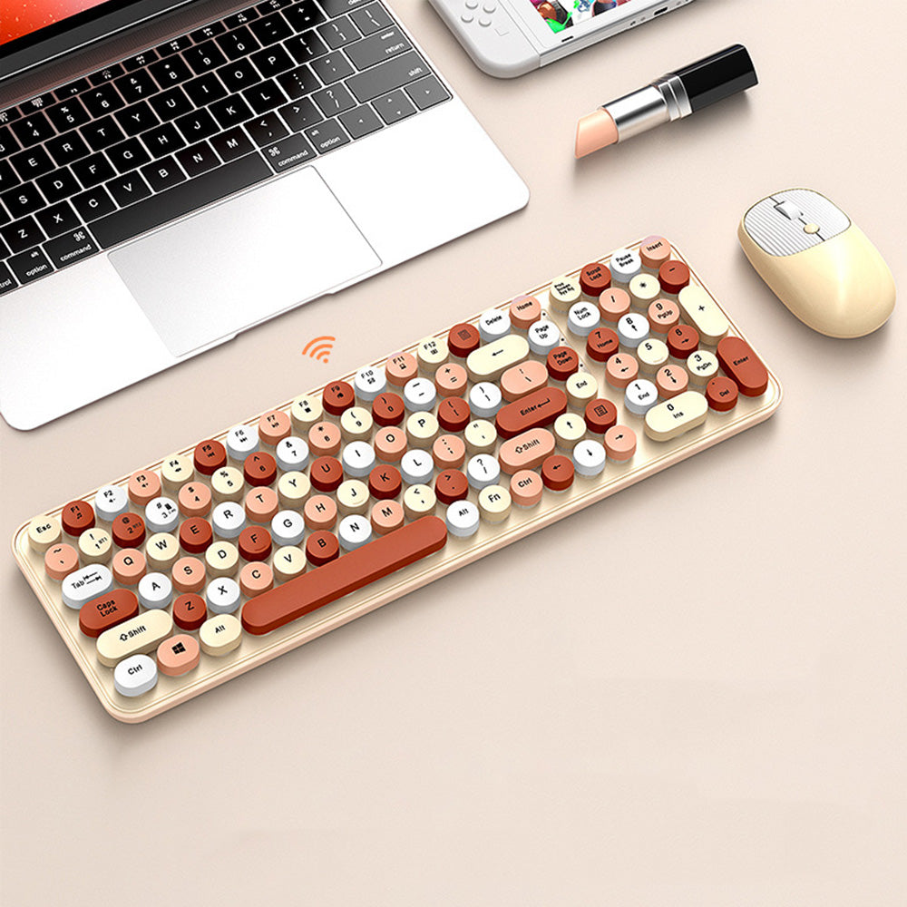 2.4GHz Wireless Keyboard And Mouse Combo With Round Key Caps