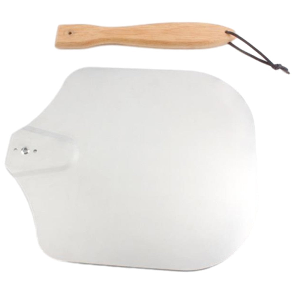 2Pcs 35.5x30.5CM Aluminum Pizza Spatula with Foldable Wooden Handle Pizza Peel Set